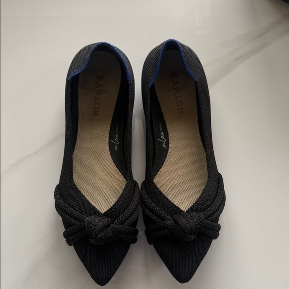 Rothy's Black Flats with Blue Trim - Picture 1 of 4
